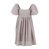 Women Dress Spring/Summer Square Collar Puff Sleeve Dress Women's Casual Short Skirt