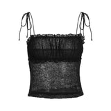 Women Tops Summer Sexy Slim Fit Spaghetti Straps Knitted Top (Csm202404)