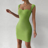 Women Dress Spring and Summer Sexy Nightclub Skirt Sleeveless Knitted Hip Spaghetti Straps Dress