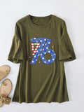 Printed 1776 Crew Neck Short Sleeve Casual Loose Women's T-Shirt
