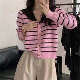 Women Knitwear Autumn and Winter Striped Sweaters Cardigan