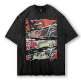 Men T Shirt Skull Print Washed Short Sleeve T-shirt