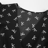 Women Dress Spring and Summer Elegant Print Puff Sleeve Dress