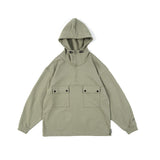 Men Hoodie Half Zipper Vintage Outdoor Jacket Coat Male