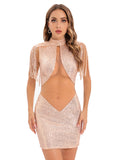 Women's Evening Gown Sexy Sheer Mesh Stitching Sequins Dress Evening Dress