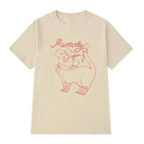 Meowdy Cat Graphic Top Cotton Short Sleeve T-shirt Summer