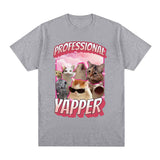 Funny Professional Yapper Meme Cat Graphic T-Shirt Men Fashion