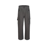 MIJKO Men Vintage Pants MIJKO Straight Multi-Pocket Cut-Over Cuff Waist Casual Pants