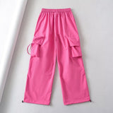 Women Sweatpants Autumn Three-Dimensional Pocket Overalls Loose Tappered Trousers