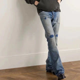 MIJKO Men Vintage Pants MIJKO old dirty wash trousers men and women slightly wide-footed jeans tide