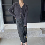 Women Cardigan Sweater Autumn Sweater Cardigan Loose Wool Sweater 3tn786