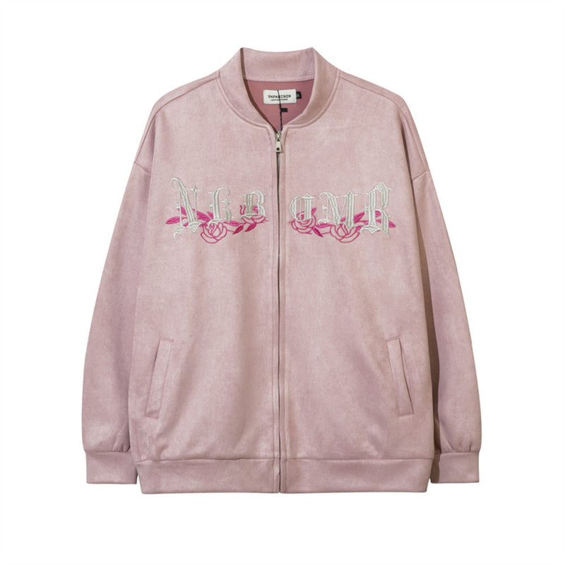 Men Jacket Coat Letter Embroidery Baggy Coat Spring and Autumn Long Sleeve Casual Flight Jacket