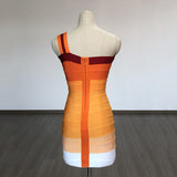 Women Evening Dress Rainbow Dress Striped Sheath Bandage One-Piece Dress Dress