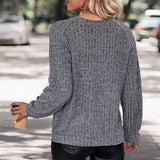 Women Knitted Sweater Autumn Solid Color Knitted Top