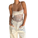 Women Tops Spring Slim-Fitting Sexy Suspenders Lace Top