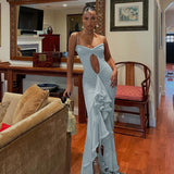 Women Dresses Summer Slim-Fit Suspender Skirt Fishtail Dress (Csm202404)