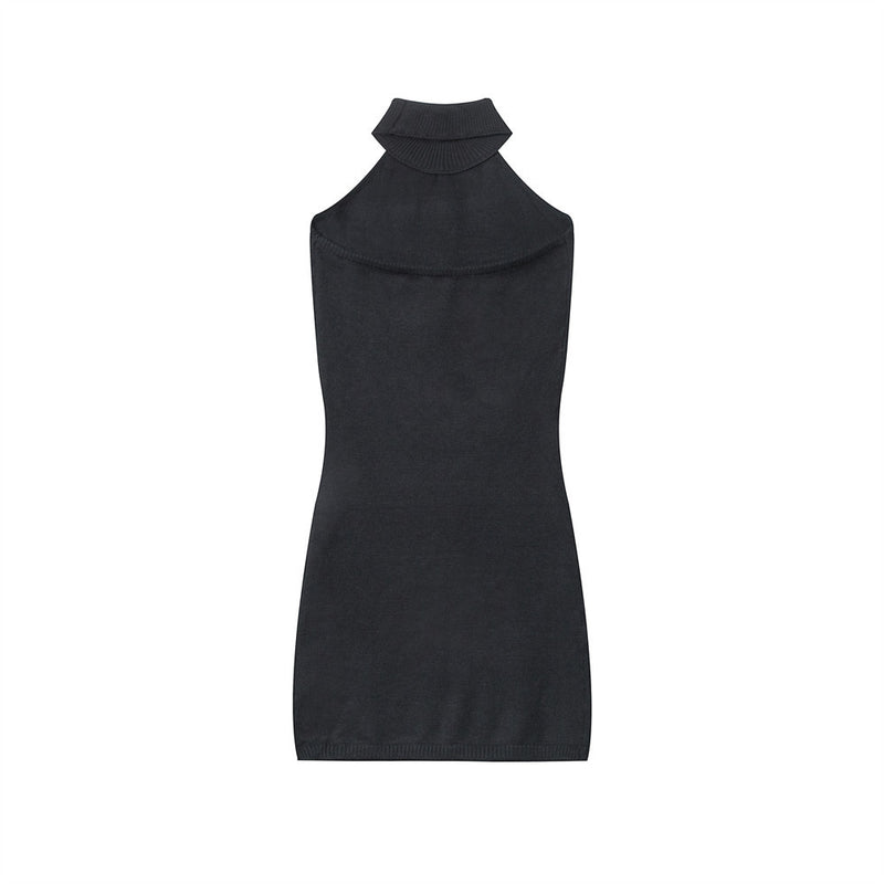Women Dresses Solid Color Turtleneck Knitting Dress