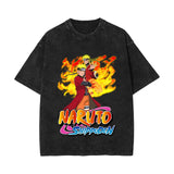 Anime T-shirt short-sleeved summer washed old cotton top loose