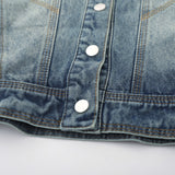 Women Jacket Distressed Short Denim Jacket Autumn Leisure Stand Collar Denim Clothes Jacket