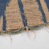Women Long Skirt Casual Washed and Worn Loose Slit Skirt
