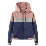 Women Trench Coat Spring and Autumn Anorak Women's Long Sleeve Zipper Drawstring Coat