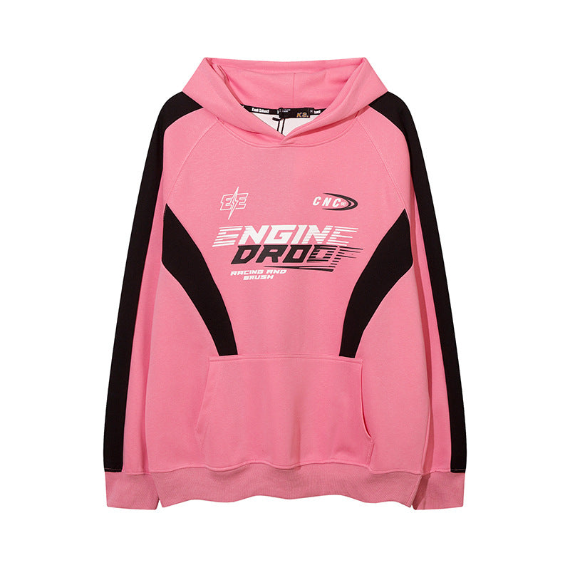 Men Hoodie Retro Mechanical Style Loose Hooded Sweater for Men and Women Couple