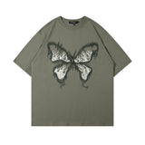 Men T Shirt Butterfly Graffiti Paste Cloth Embroidery Short Sleeve T-shirt
