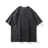 Men T Shirt Cartoon Distressed Short Sleeve T-shirt Vintage Washed Oversize Half Sleeve T-shirt