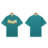 Denim Tears T Shirts Vintage Avatar Oil Painting Flower Letter Printing Men's and Women's Loose Casual Short-Sleeved T-shirt