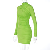 Women Dresses Spring Pleated Slim-Fit Sheath Dress