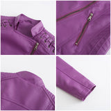 Red Leather Jacket Spring and Autumn Women's Leather Jacket Women's Short Jacket