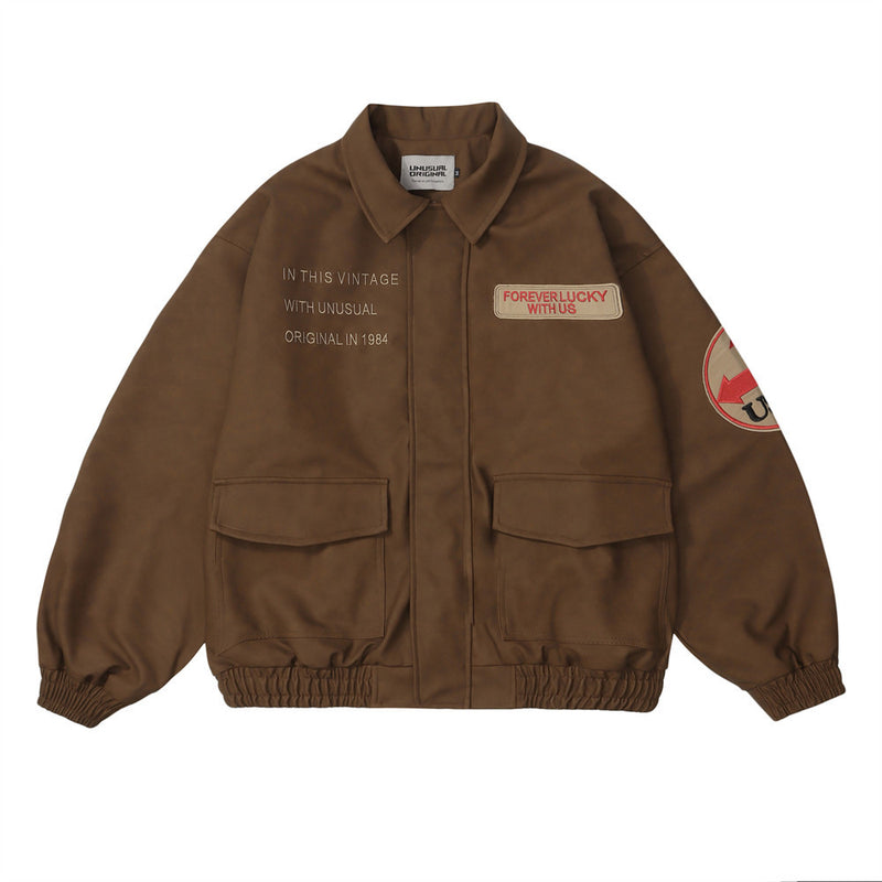 Men Jacket Coat Paste Cloth Embroidery Letter Overalls Men's Hip Hop Loose Bomber Jacket