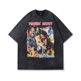 Men T Shirt T Hip Hop Character Vintage Print Short Sleeve T-shirt