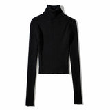 Women Sweater Knitwear Fall Base Knitwear High Neck Short Lightweight Sweater