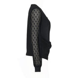 Women Knitted Sweater Autumn Black Long-Sleeved Knitted Top