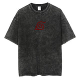 Men Fashion Streetwear Washed Black T-Shirt Harajuku Japanes