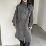 Women Cardigan Sweater Autumn and Winter Sweater Coat Button Turn-down Collar Coat Az2218