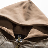 Unisex Winter Cotton Coat down Jacket Retro Loose PU Leather down Jacket