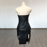 Women's Evening Dress PU Leather Dress Tight Dress