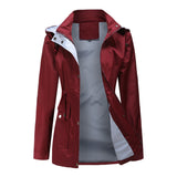 Women Trench Coat Autumn and Winter Detachable Hat Windbreaker Raincoat