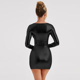 Women Dresses Sexy Slim Fit round Neck Long Sleeves Dress