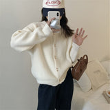 Women Knitted Cardigan Autumn and Winter round Neck Casual Sweater Coat
