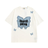 Men T Shirt Vintage Foam Printed Letters Casual Short Sleeve T-shirt
