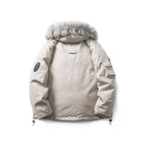 Unisex Winter Cotton Coat Three-Dimensional Pocket Decorative Hooded down Jacket Retro Workwear down Jacket