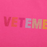 Vetements T Shirts VTM Rainbow Letter Rhinestone Loose Short Sleeve T-shirt