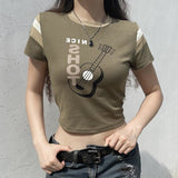 Women T-shirt O-neck Short Top Casual Cropped T-shirt