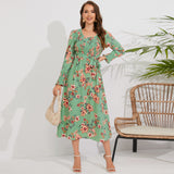 Women Date Dress Autumn and Winter round Neck Dress