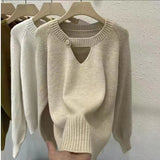 Women Knitted Pullover Autumn and Winter round Neck Knitwear Loose Top