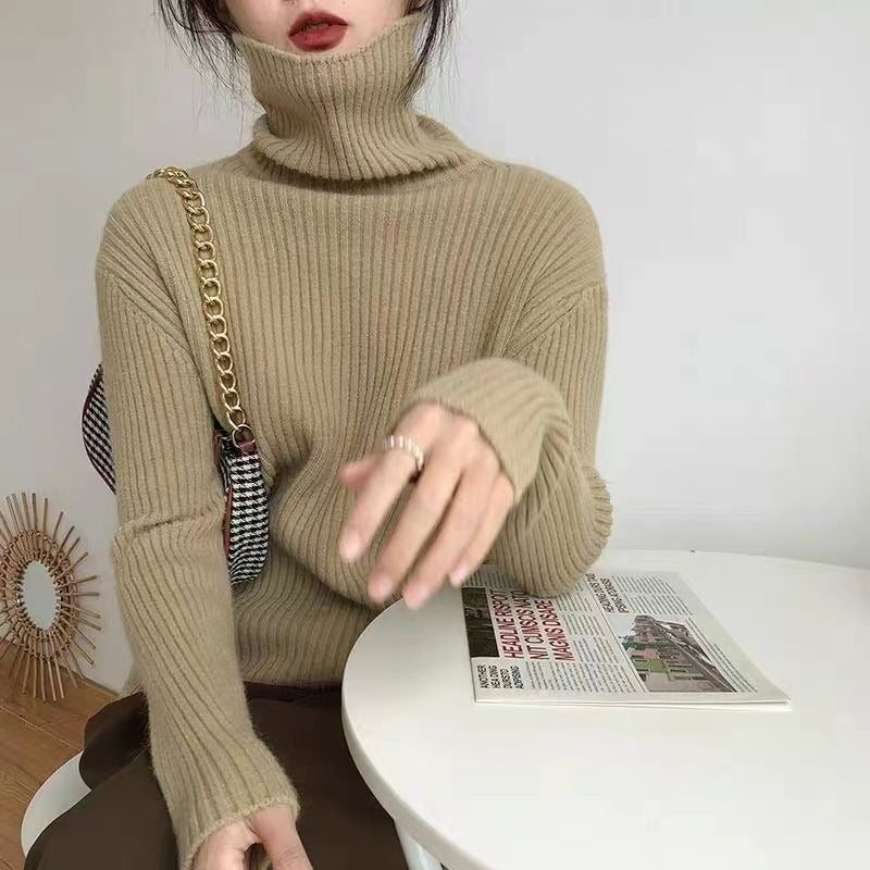 Women Knitted Pullover Turtleneck Sweater Women's Winter Sweater Top