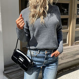 Women Knitted Sweater Autumn Solid Color